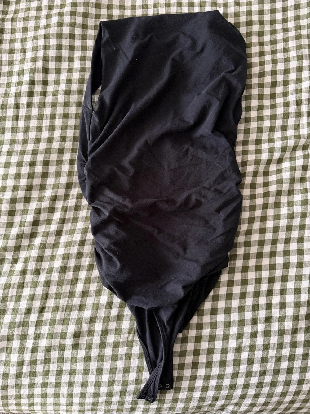 Abercrombie & Fitch Black Ruched Snap-Front Bodysuit - Picture 3 of 4